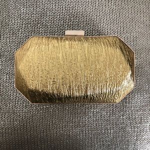 Gold Textured Metal Clutch/Crossbody Bag